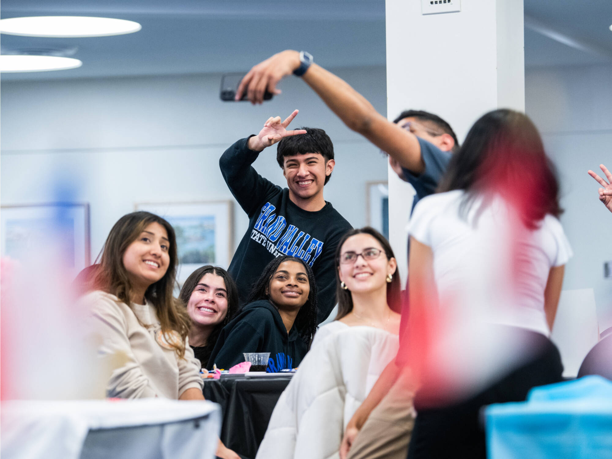 Selfie with a group of students attending the first Multicultural Night
